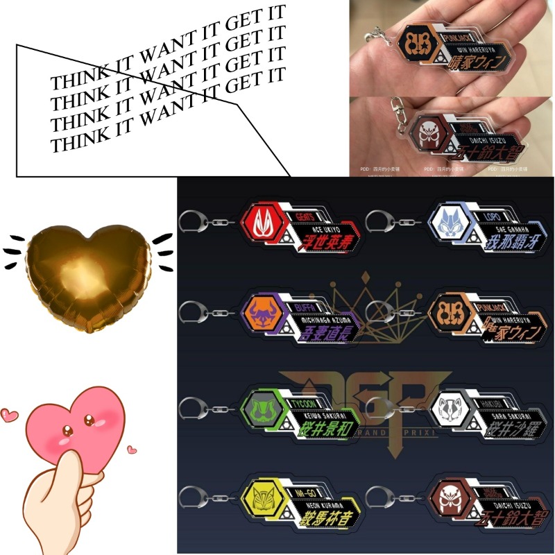 Anime Cosplay Kamen Rider - Porte-clés en acrylique avec logo Kamen