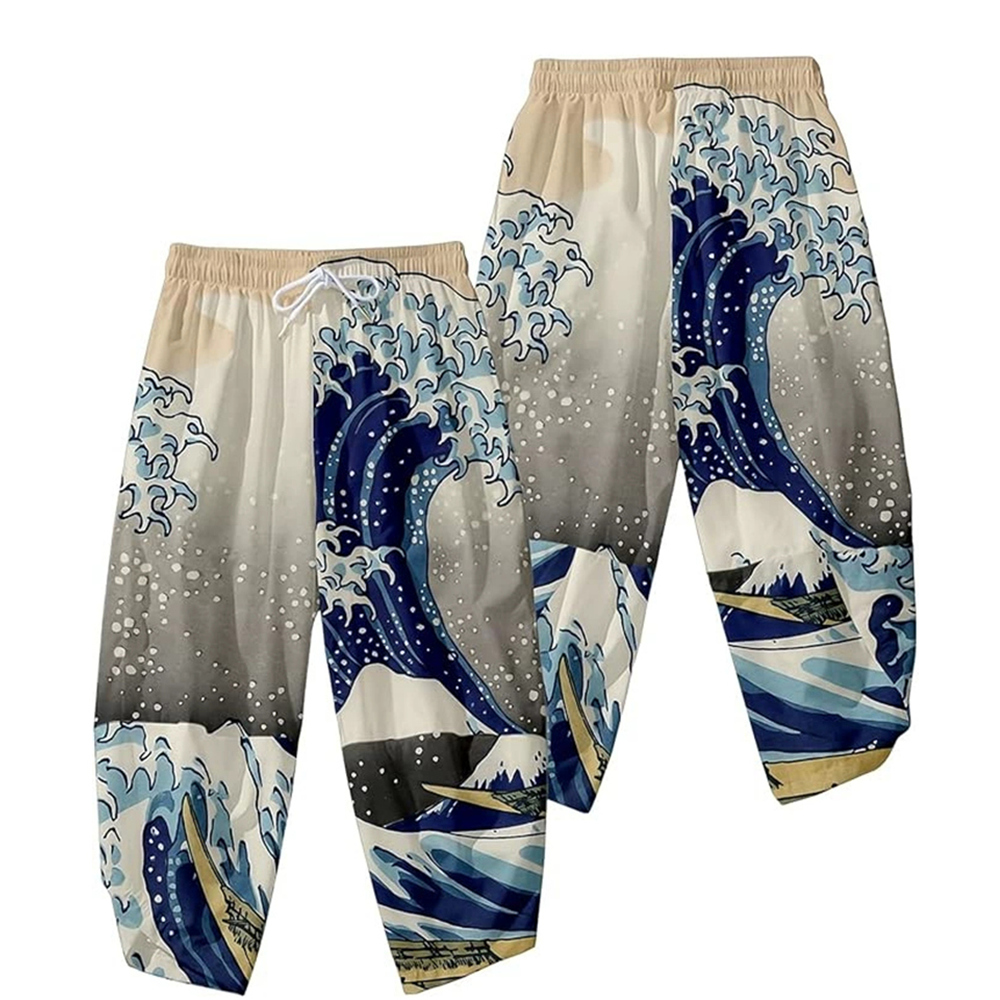 Asian Cosplay Anime - Pantalon Kimono Vintage en 3D, pantalon