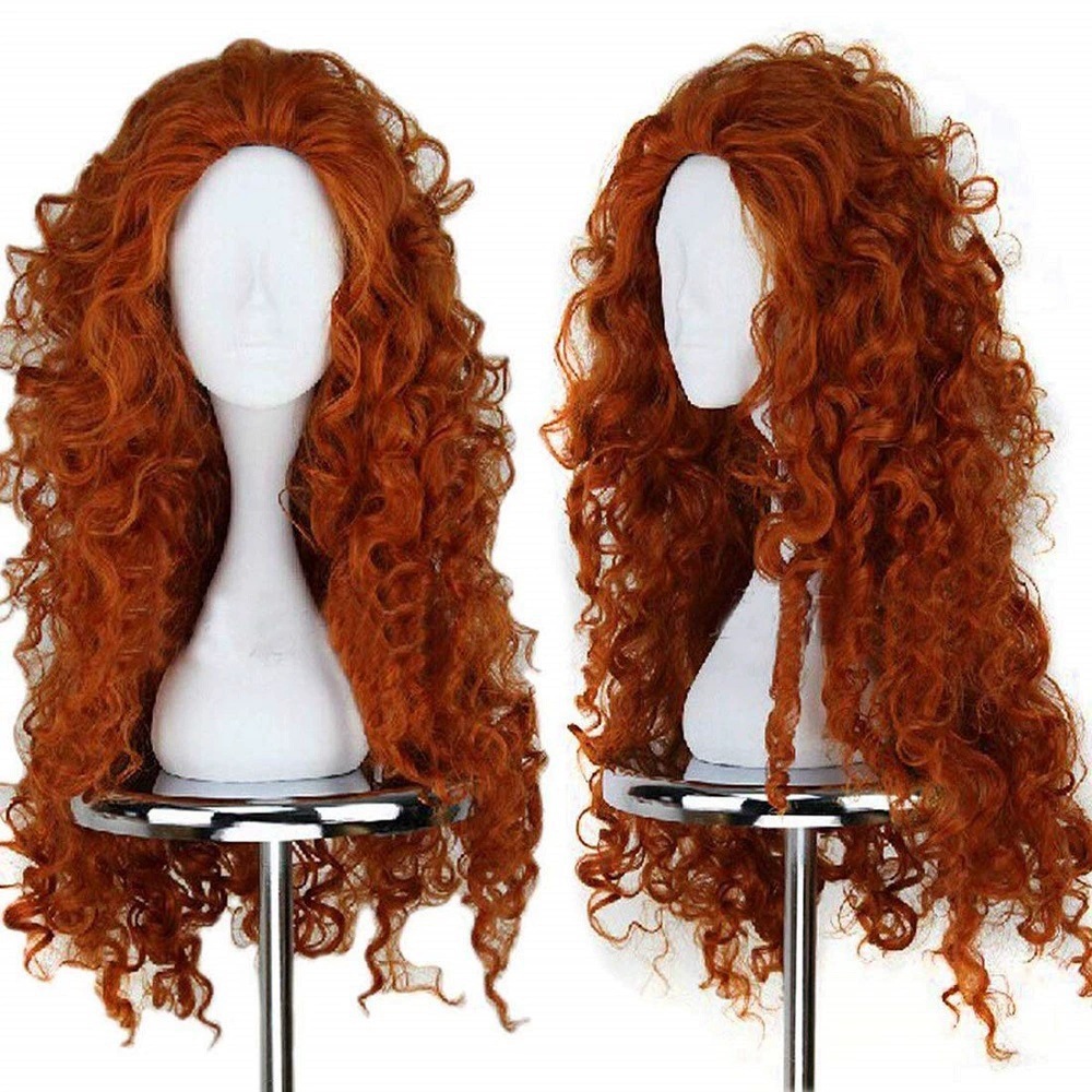 Anime Cosplay Orange Hair - Perruque synthétique longue bouclée orange pour