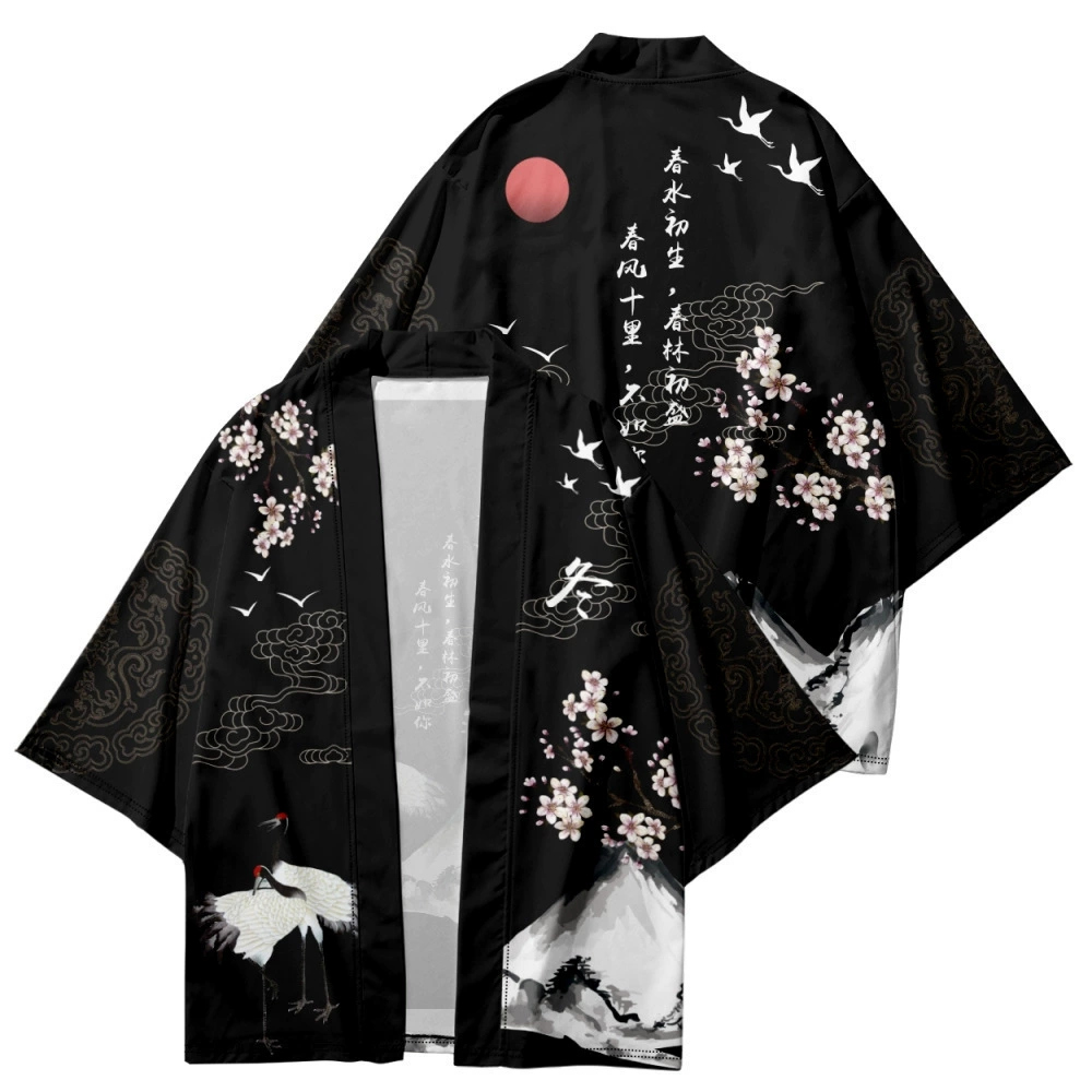Asian Cosplay Anime - Chemise de dessin animé grue samouraï,