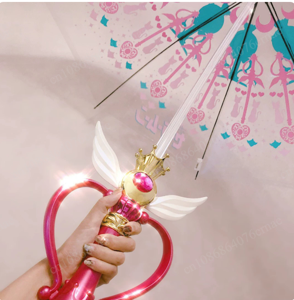 Sailor Moon Wand - Parapluie transparent lumineux Sailor Moon, motif